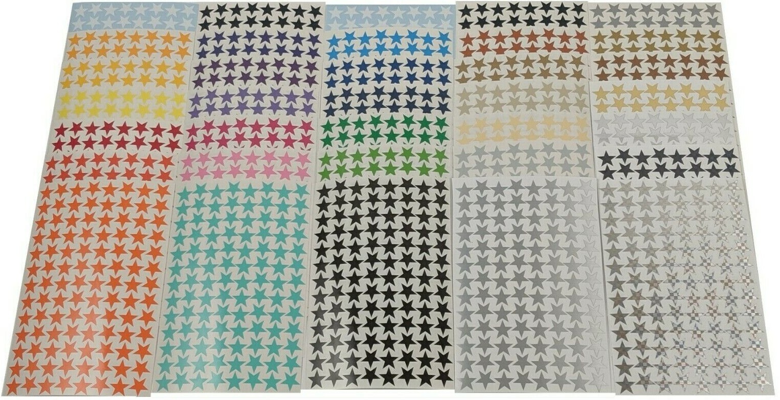 1/2 inch Glossy Star Stickers, 104 pack, Permanent Outdoor Vinyl, 35 colors! gallery