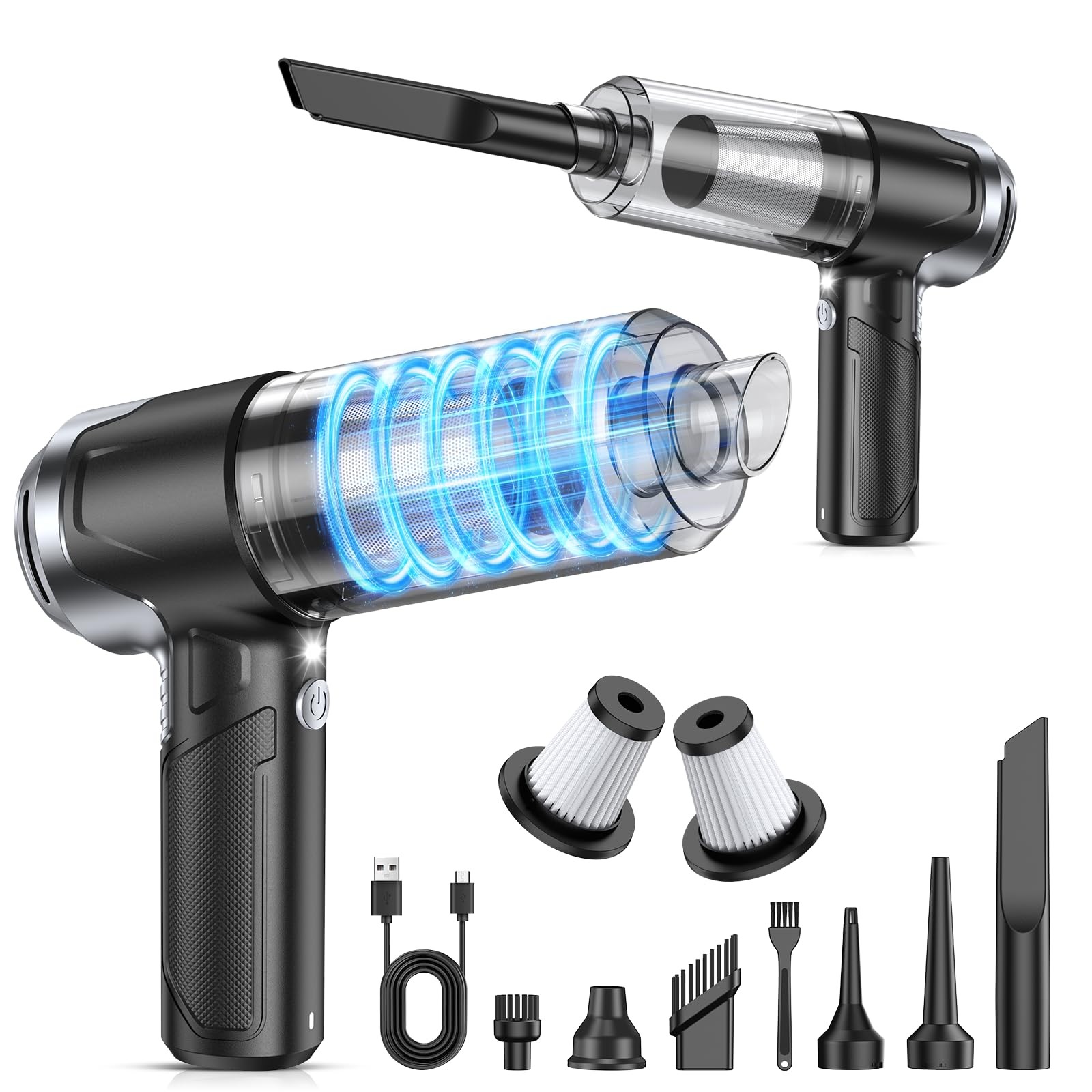 Powerful Cordless Handheld Car Vacuum Cleaner, 10000PA, Rechargeable, LED Light gallery