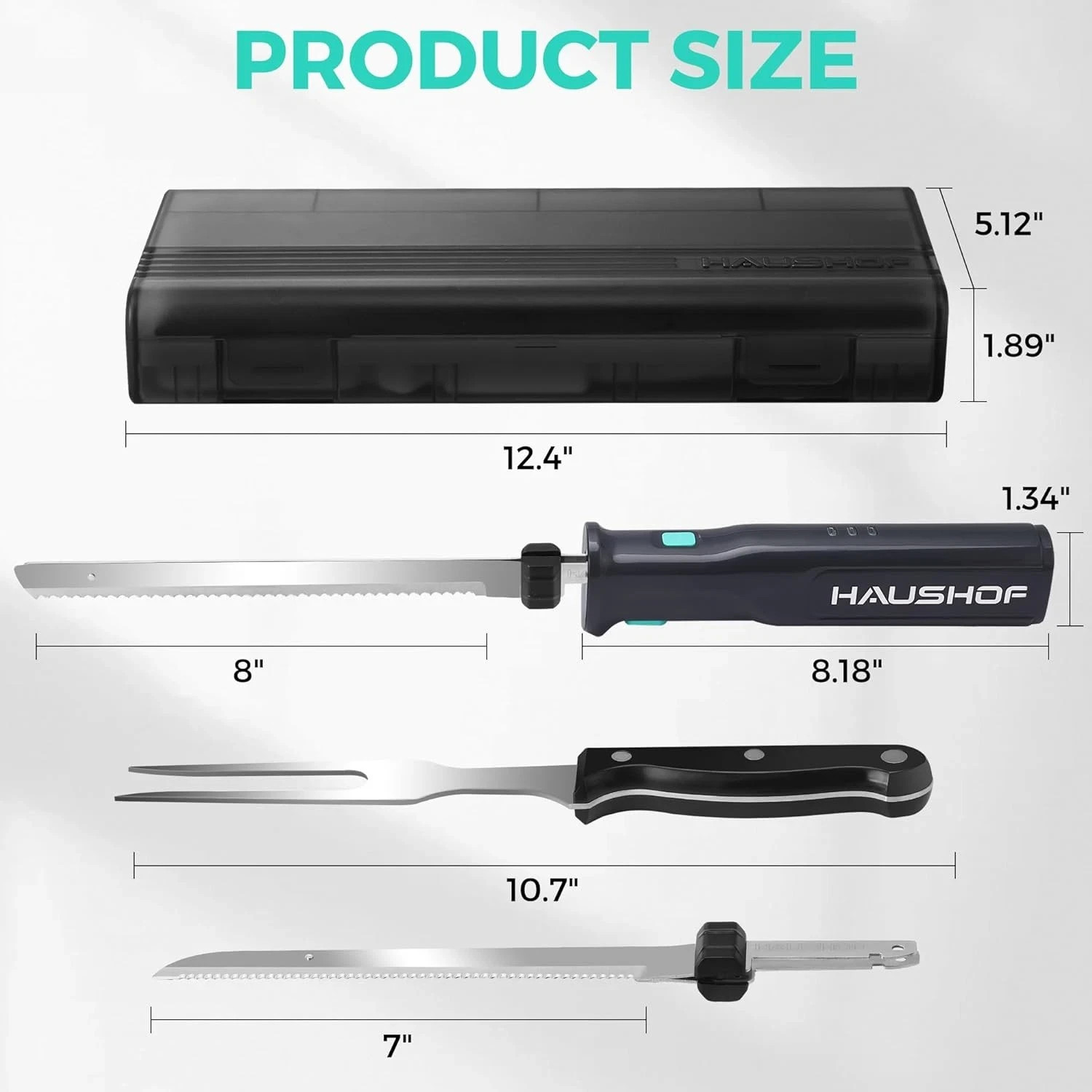 HAUSHOF Cordless Electric Knife Set for Meat Slicing 8V Electric Carving Knife gallery