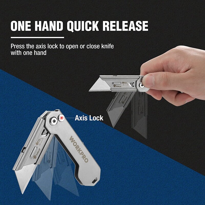 WORKPRO 3-Pack Folding Utility Knife Set EDC Knife Quick Change Blade Pocket gallery