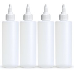 Squeeze Bottles, 4 OZ Empty Squirt Bottle with Twist Top Cap, Leak Proof 4 PACK