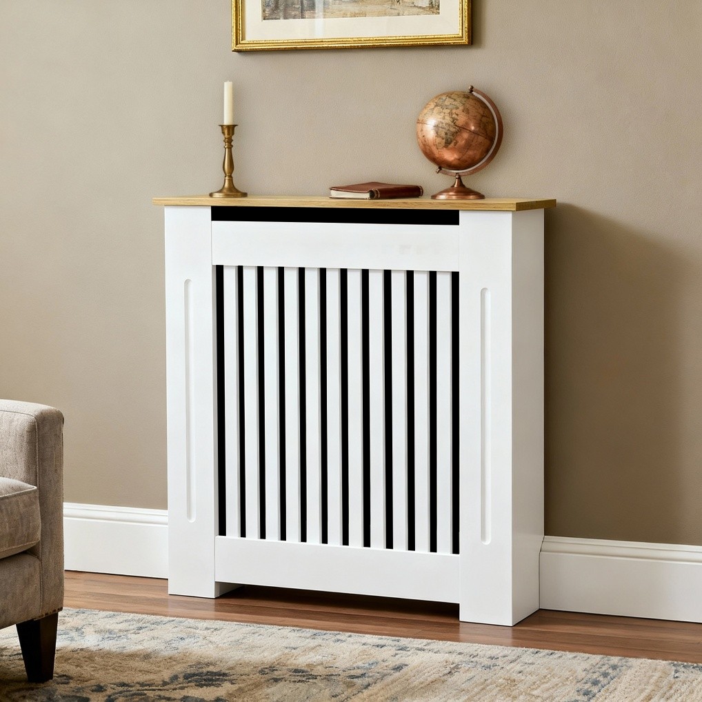 High Radiator Cover Wood Modern Radiators Shelf Thicken Vertical Slatted Cover gallery