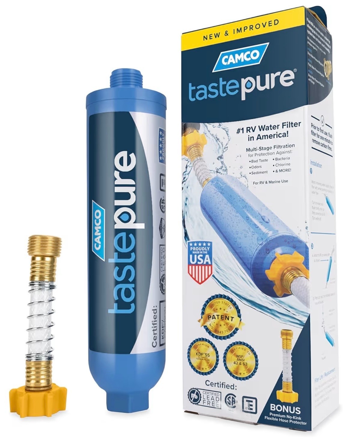 Camco Tastepure RV Water Filter - Advanced RV Inline Water Filter with Flexible gallery