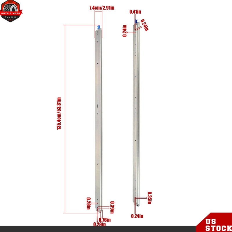 1 Pair 52 Inch Locking Drawer Slides Full Extension & Lock 500 lbs Load Capacity gallery