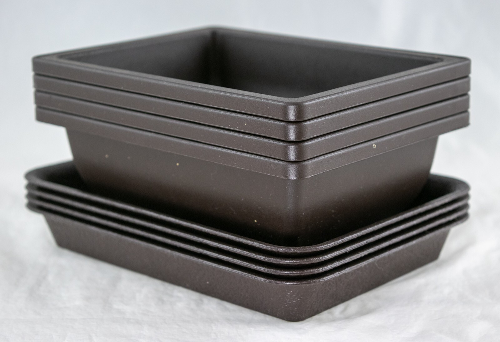 4 Sets Rectangular Plastic Cactus, Bonsai Training Pot + Tray 6.25"x 4.75"x 2" gallery