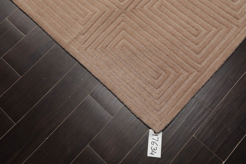 Loop N Cut Pile Handmade Wool & Bamboo Silk Modern Oriental Area Rug Tan 5' x 8' gallery
