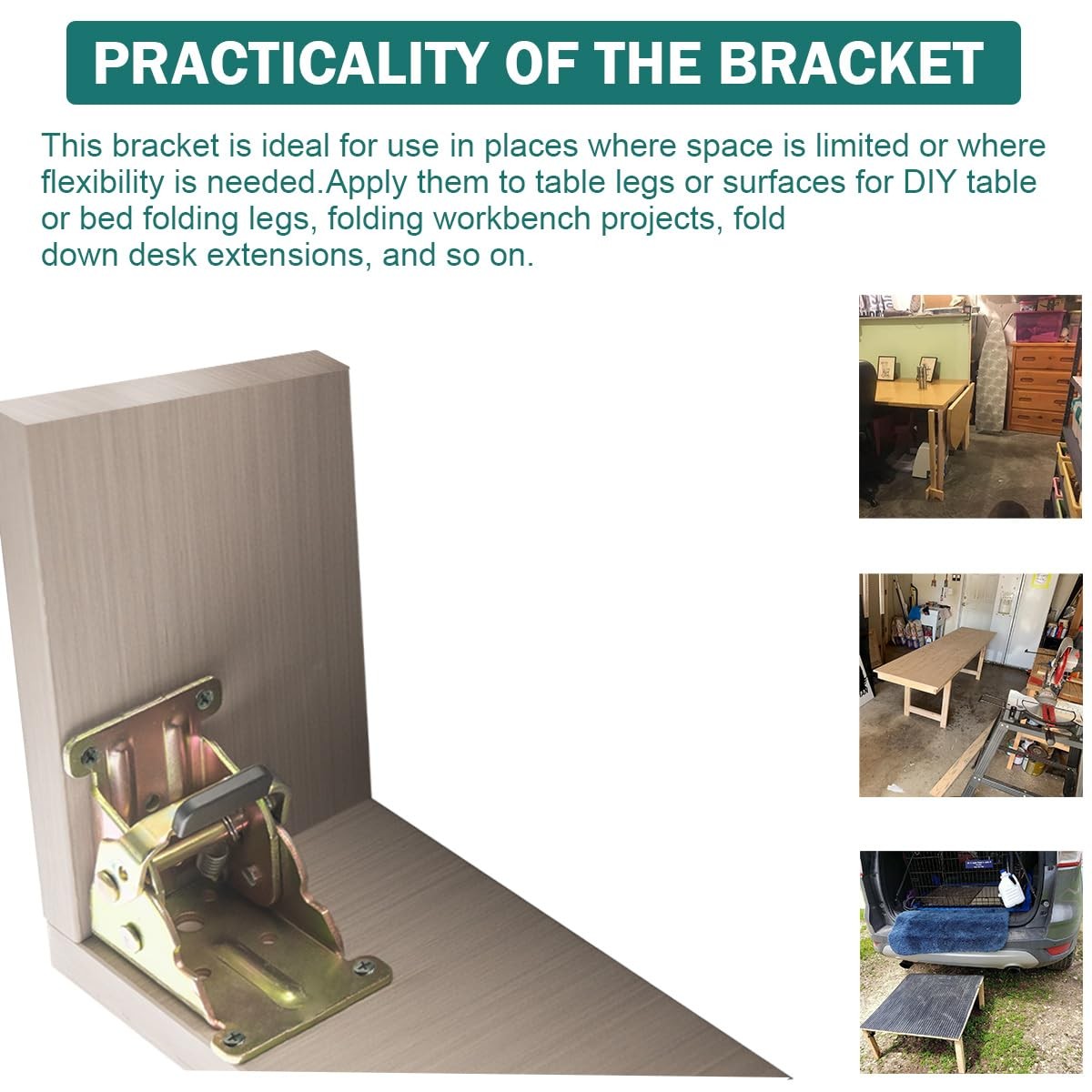 4 Psc Foldable Bracket,Heavy Duty Foldable self Locking Hinge 90 Degrees Folding gallery