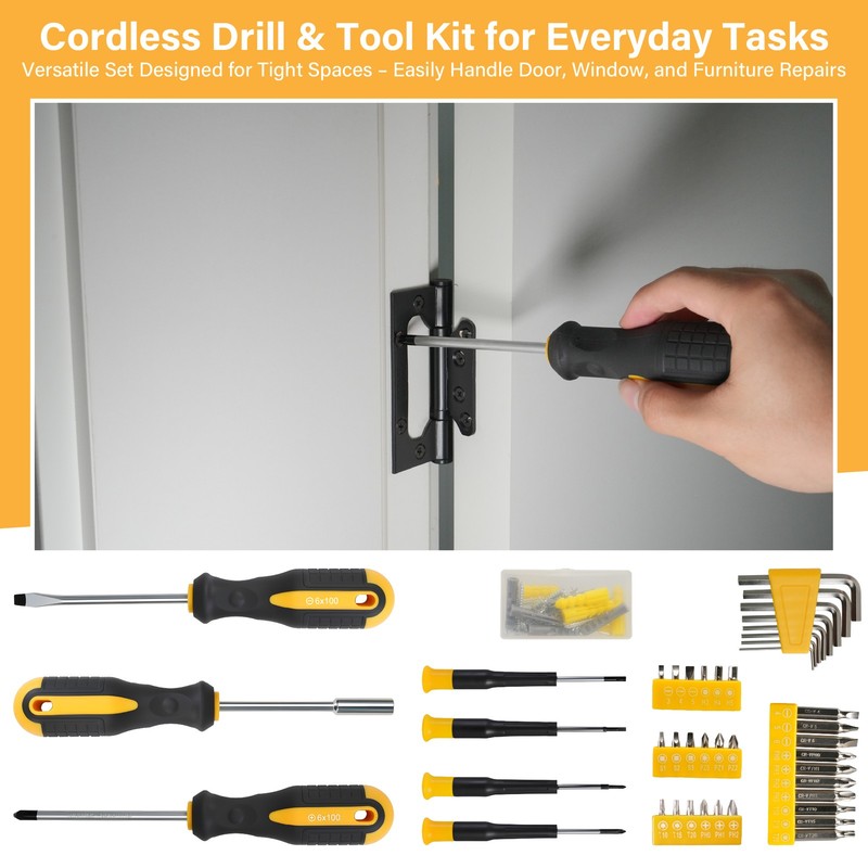 ANXTECH 154pcs Electric Drill Tool Kit Hand Tool Set Cordless Portable Toolbox gallery