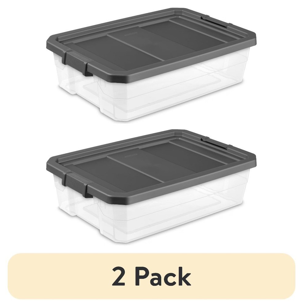 40 Quart Medium Stackable Storage Bin, Clear Plastic Underbed Storage Container