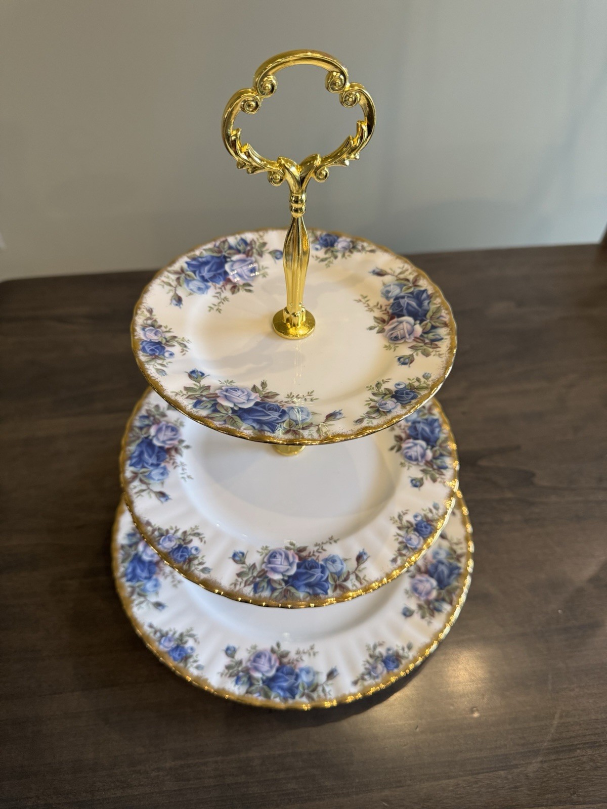 Royal Albert Moonlight Roses 3- Tier Cake Dessert Stand England gallery