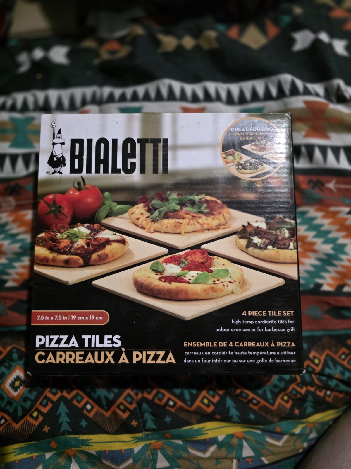 Bialetti 4 Piece Cordierite Beige Square Pizza Tray Set 7.5x7.5 in BBQ High-temp gallery