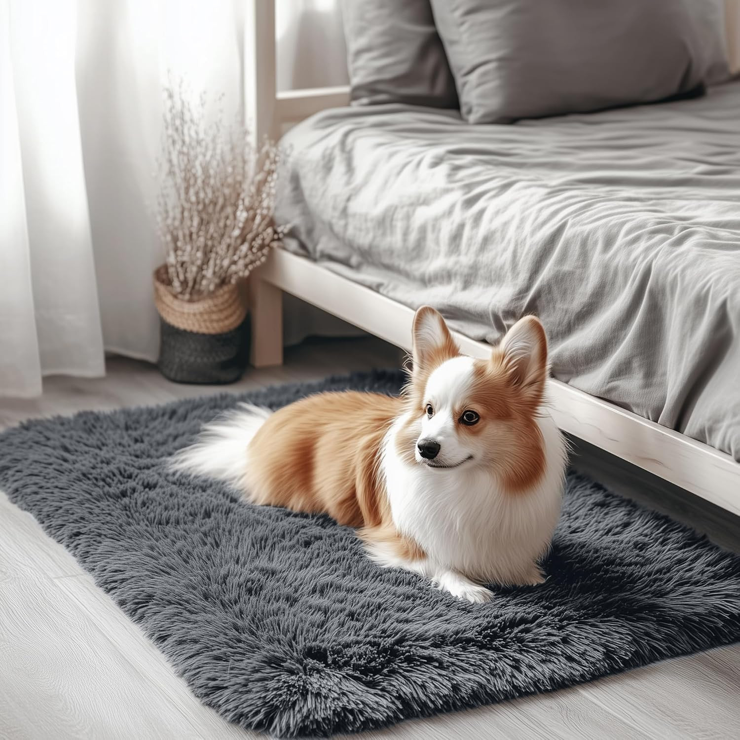 2X3 Machine Washable Small Bedside Rug, Soft Fluffy Shaggy Entryway Throw Rugs f gallery