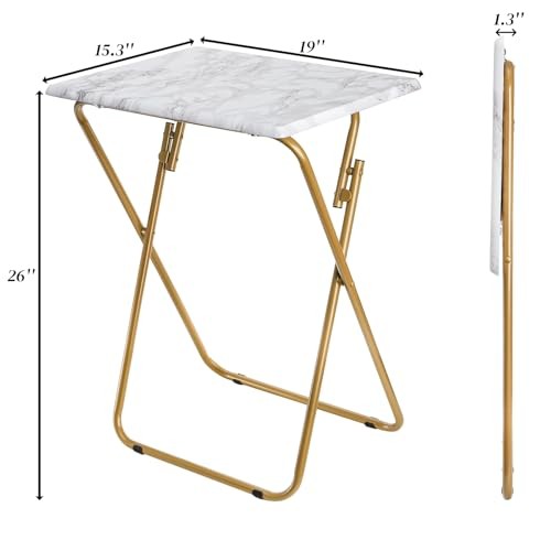 Folding TV Tray Table, Rectangular TV Trays Dinner Snack Table for Eating on gallery