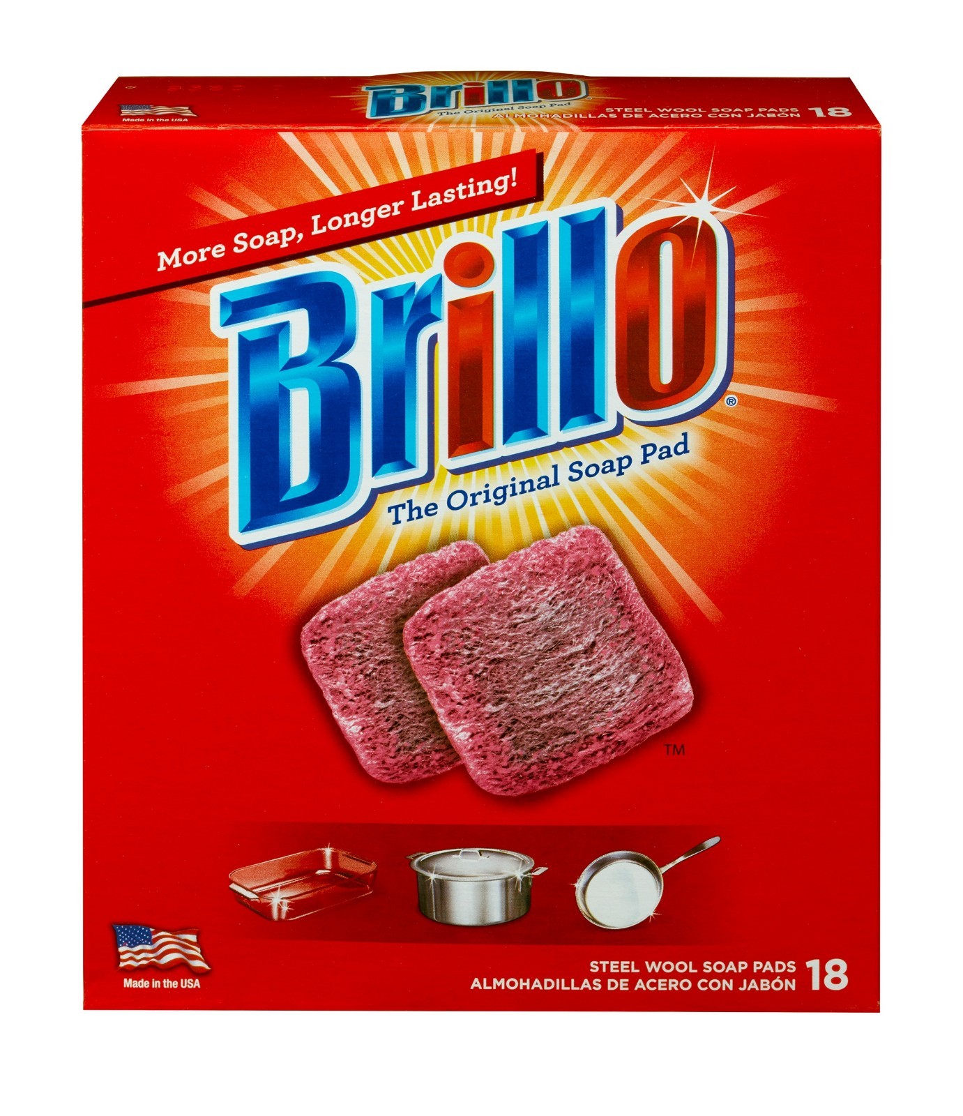 18 PADS - Brillo Steel Wool Scouring Soap Pad Pots Pans Grills Dishes Kitchen gallery