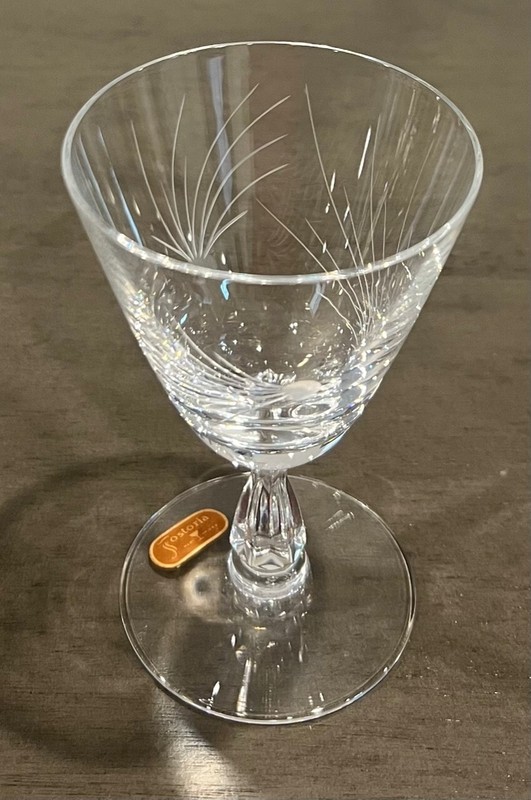 Signed FOSTORIA Mid-Century PINE Pattern 4 3/8" CLARET WINE GLASS With Sticker gallery