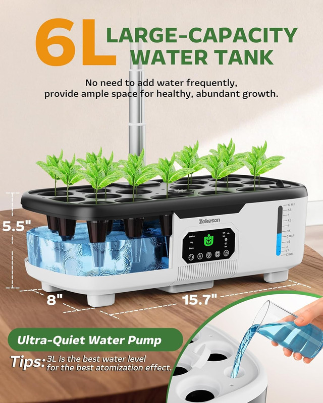 Misting Hydroponic Growing System Kit 15-Pods Indoor Smart Herb Garden Planter w gallery