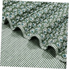 Block Print Quilted Basil Green Throw Reversible Blanket 60 x 90 Inches Cotton