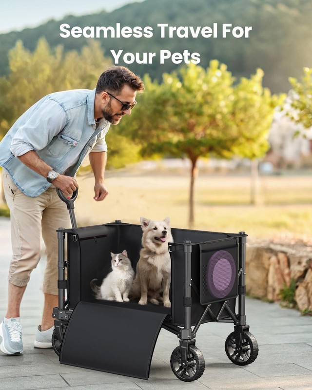 120L Wagons Carts Foldable, Collapsible Wagon Cart with 220 lbs Max Load and ... gallery