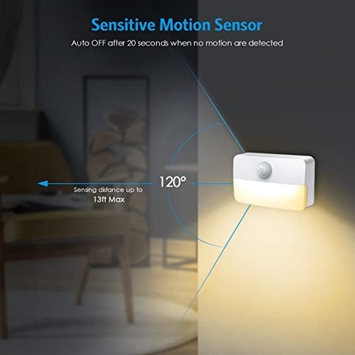 6 Pack Mini Motion Sensor LED Stair Lights - Battery-Powered, 40 Lumen, Indoor N gallery