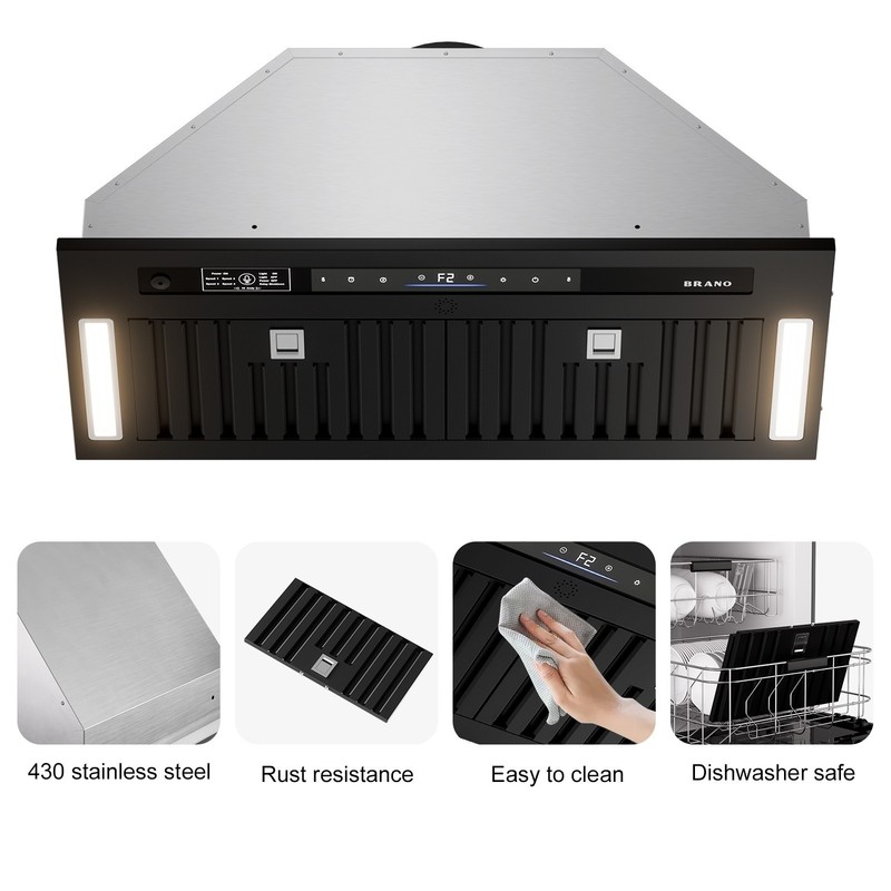 900 CFM BRANO Insert Range Hood - Voice/Gesture/Touch Control & Stainless Steel gallery