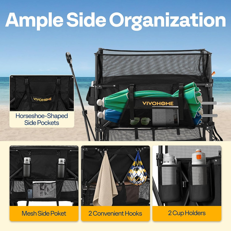 VIVOHOME 500L Large Capacity Double Decker Collapsible Wagon 500Lbs Heavy Duty U gallery