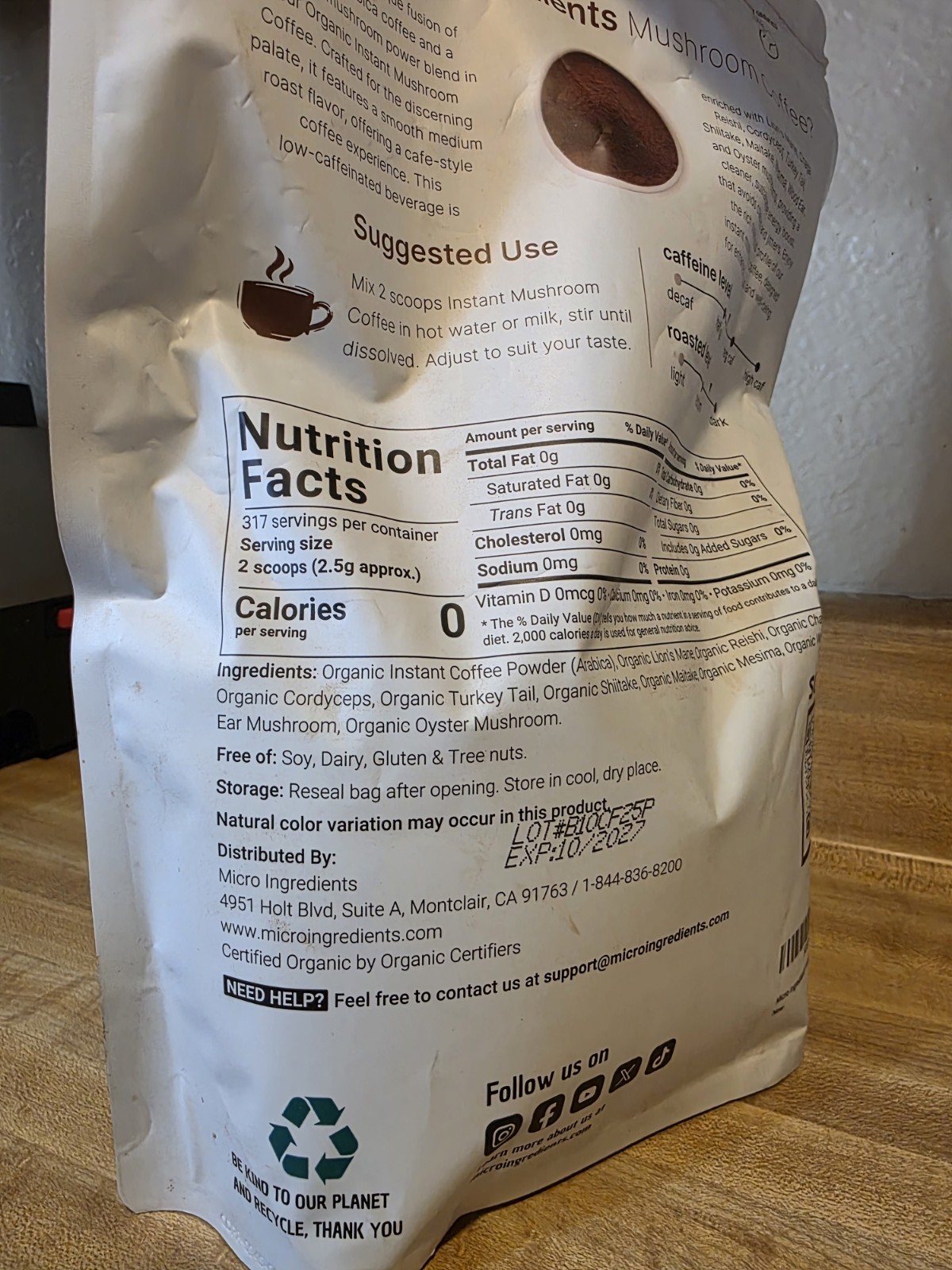 Micro Ingredients Organic Instant Arabica Coffee Functional Mushrooms Blending gallery