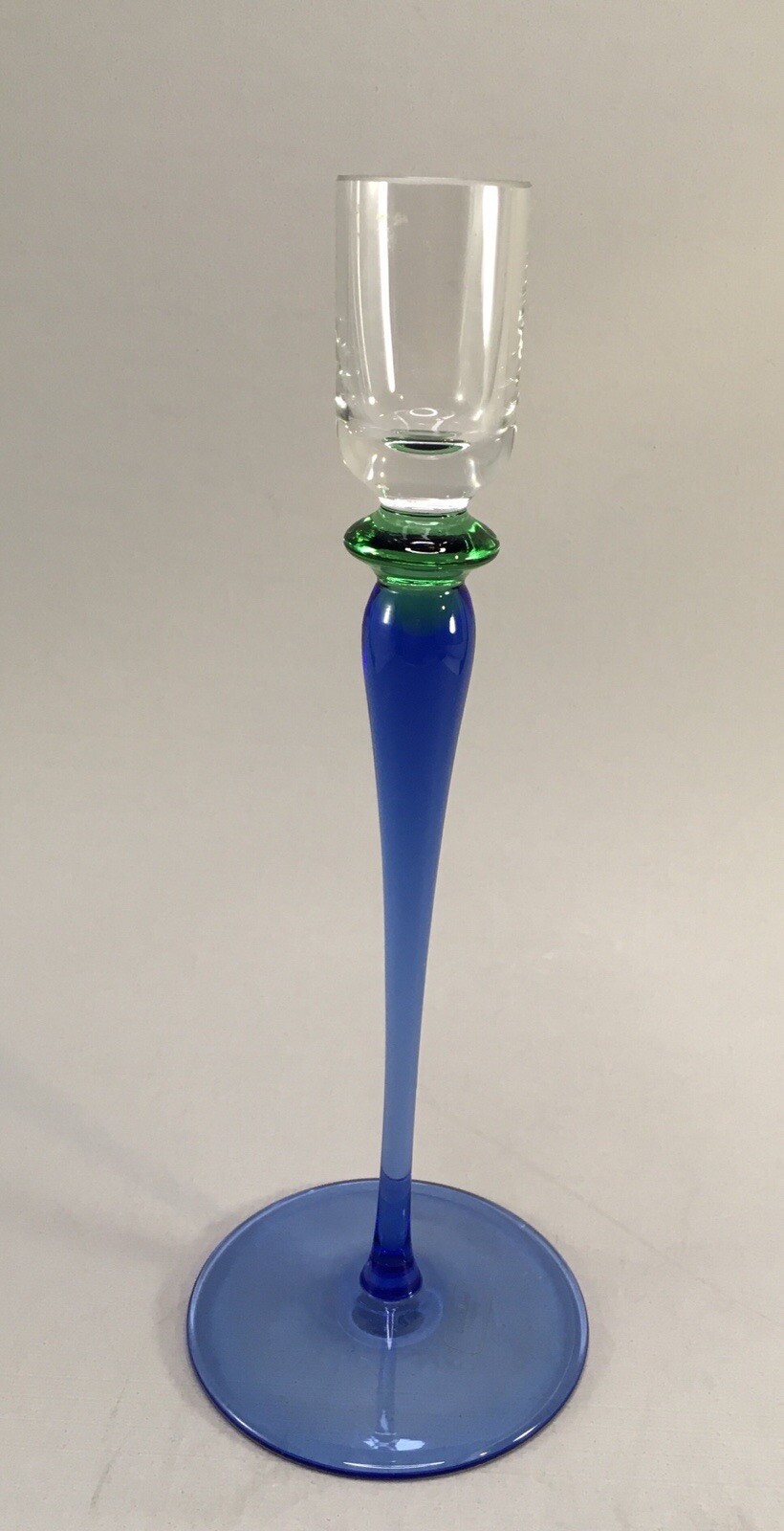 Crate & Barrel Tall Glass Candlestick Holder Cobalt Blue Made In Hungary 8” Tall gallery