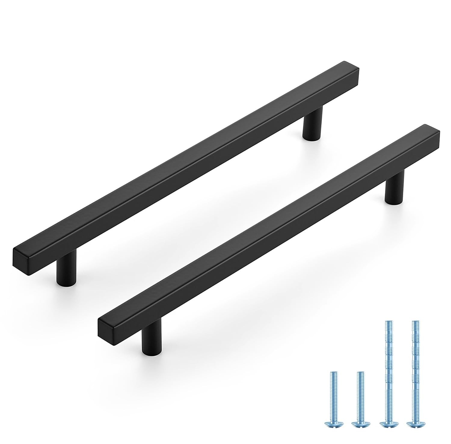 Matte Black Stainless Steel Square Kitchen Cabinet Drawer Pulls 71/2 In 10 PCS gallery