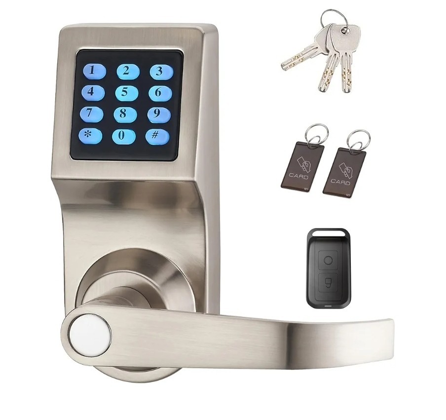 Digital Door Lock,Unlock with Remote Control, M1 Card, Code and Key,Handle... 8 gallery