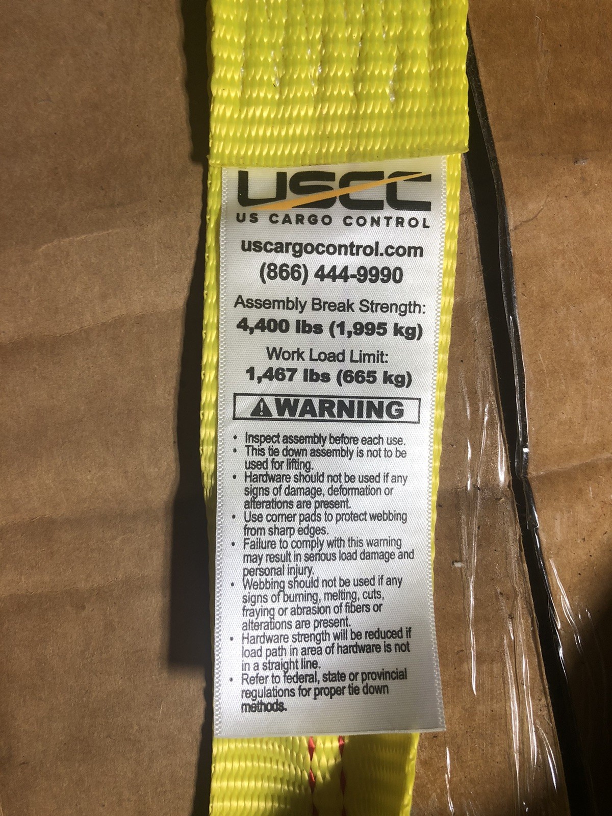 4 Pack of USCC 2" X 24’ Endless Ratchet Strap - 4,400 Lbs Assembly Break Yellow gallery
