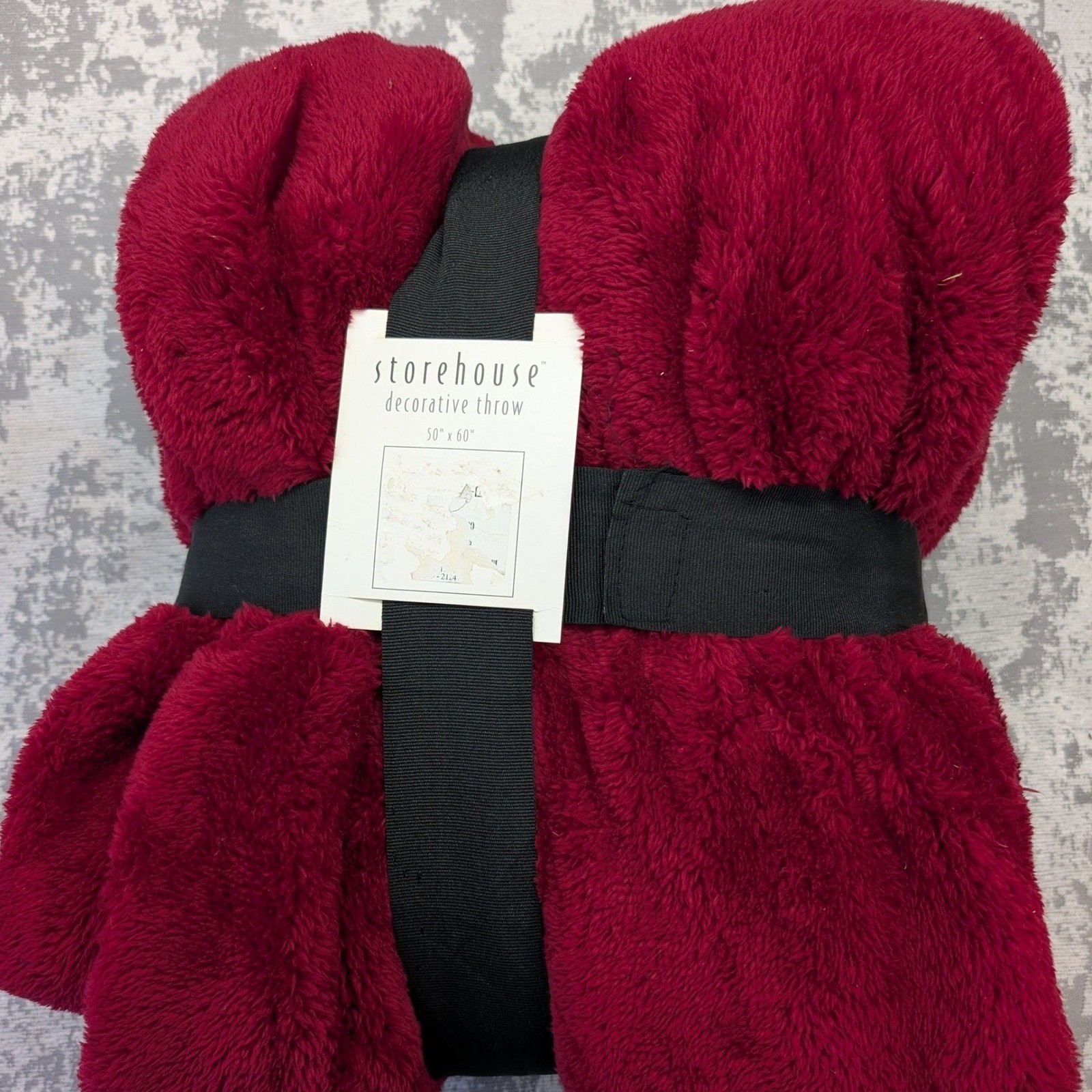 Storehouse Decorative Throw Blanket Burgundy Red Plush Faux Fur 50x60 NEW gallery