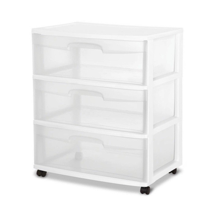 White Plastic 3-Drawer Wheeled Storage Unit 21.88"W x 15.25"D x 24"H gallery
