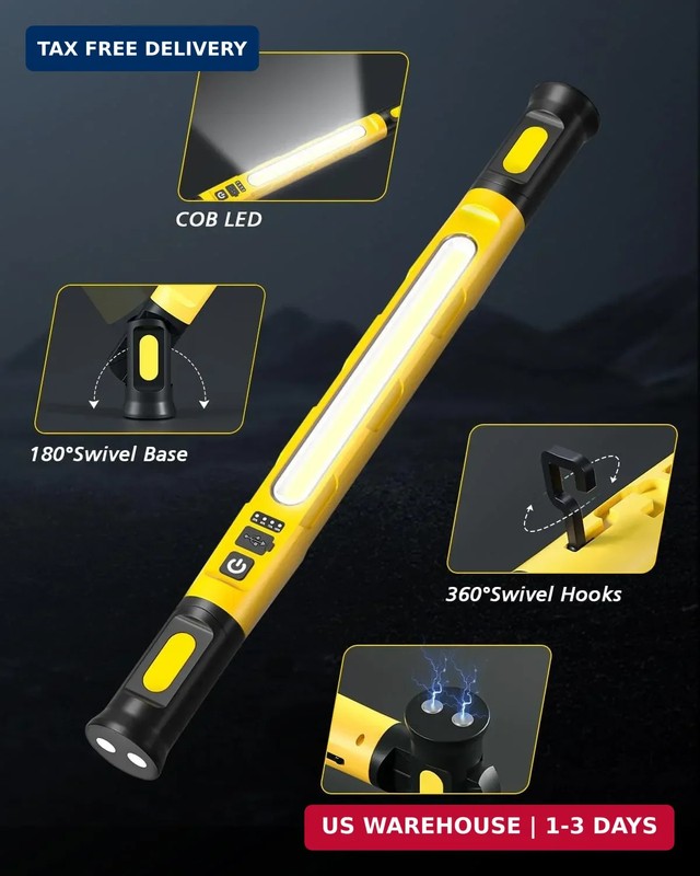 Magnetic Work Light, 3000LM LED Light Bar, 5200mAh Rechargeable Magnetic Underho gallery