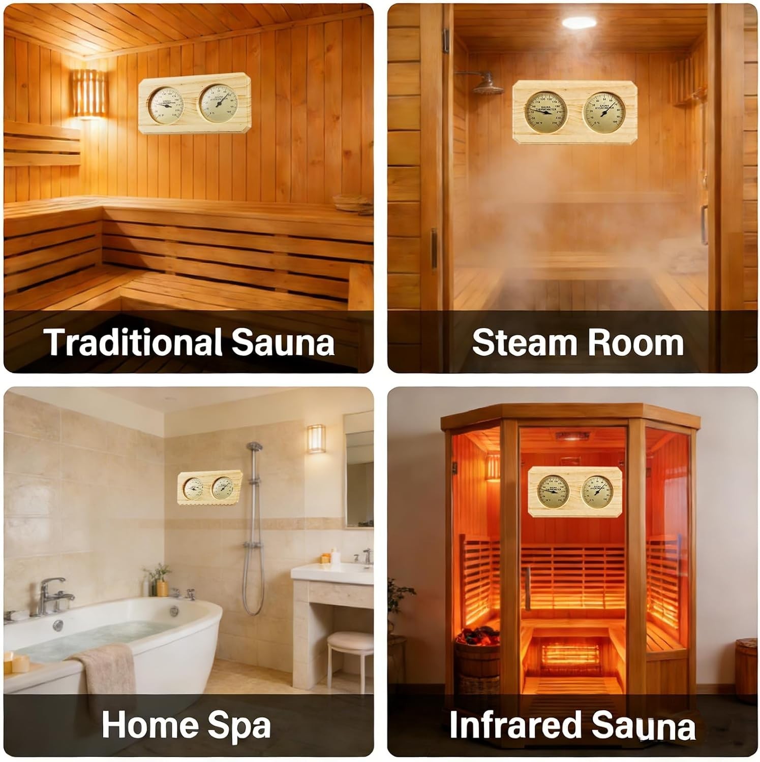 Analog Sauna Thermometer Hygrometer Dual Gauge 30-250°F 0-100% Temp Humidity NEW gallery