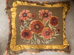 Sharon Smith designed ￼Handicrafted Punch Needle Pillow Rectangle