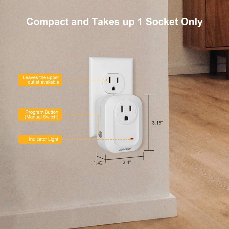 No Wiring Light Switch, Remote Control Outlet, 100ft RF, White gallery