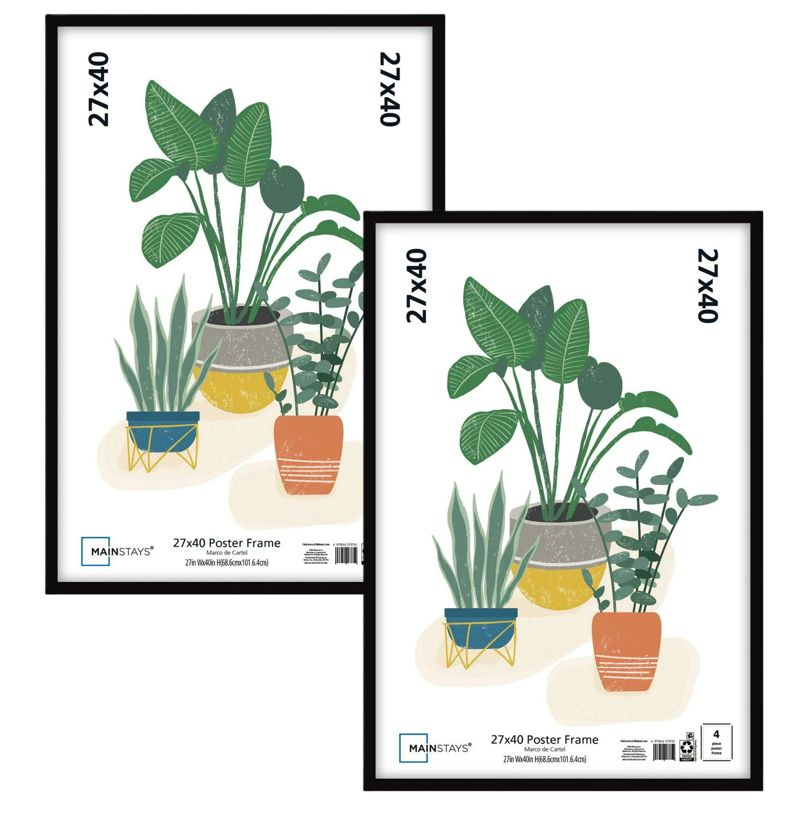 (2 Pack) Mainstays 27x40 Picture Frame , Black Flat Profile Wall Photo Frame. gallery