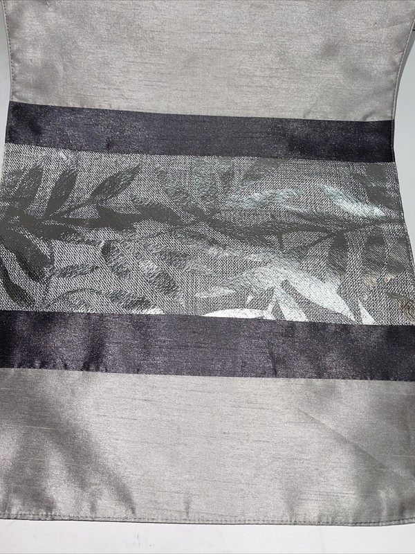 Trend Collection 72" Table Runner Silver Gray Metallic Leaf Design Holiday gallery