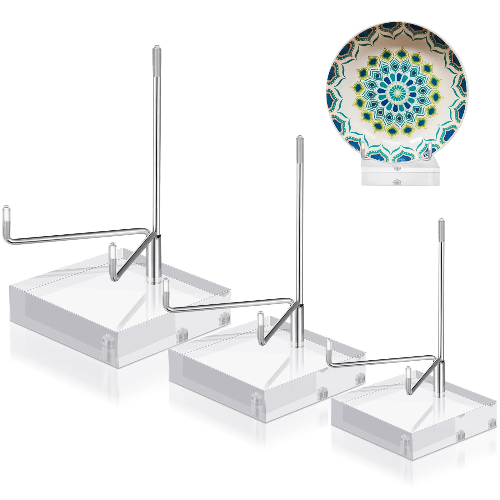 3 Pack Adjustable Metal Arm Display Stand Easel with Acrylic Base for Gemstones gallery