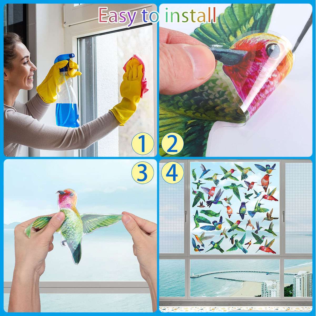 Large Anti Collision Window Decals for Bird Strikes, Stop Birds, 9 Pieces gallery
