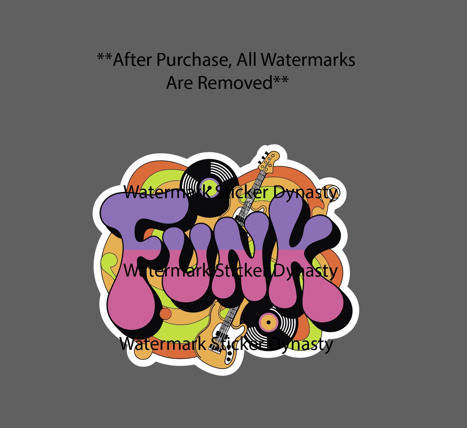 Funk Sticker Waterproof Decal Music Retro Vintage Guitar Vinyl Record Gift NEW gallery