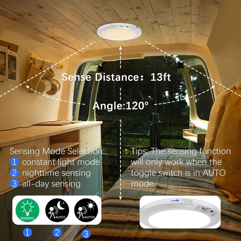 2/4 Pack Wireless Rechargeable Motion Sensor Ceiling Light with Remote Control gallery