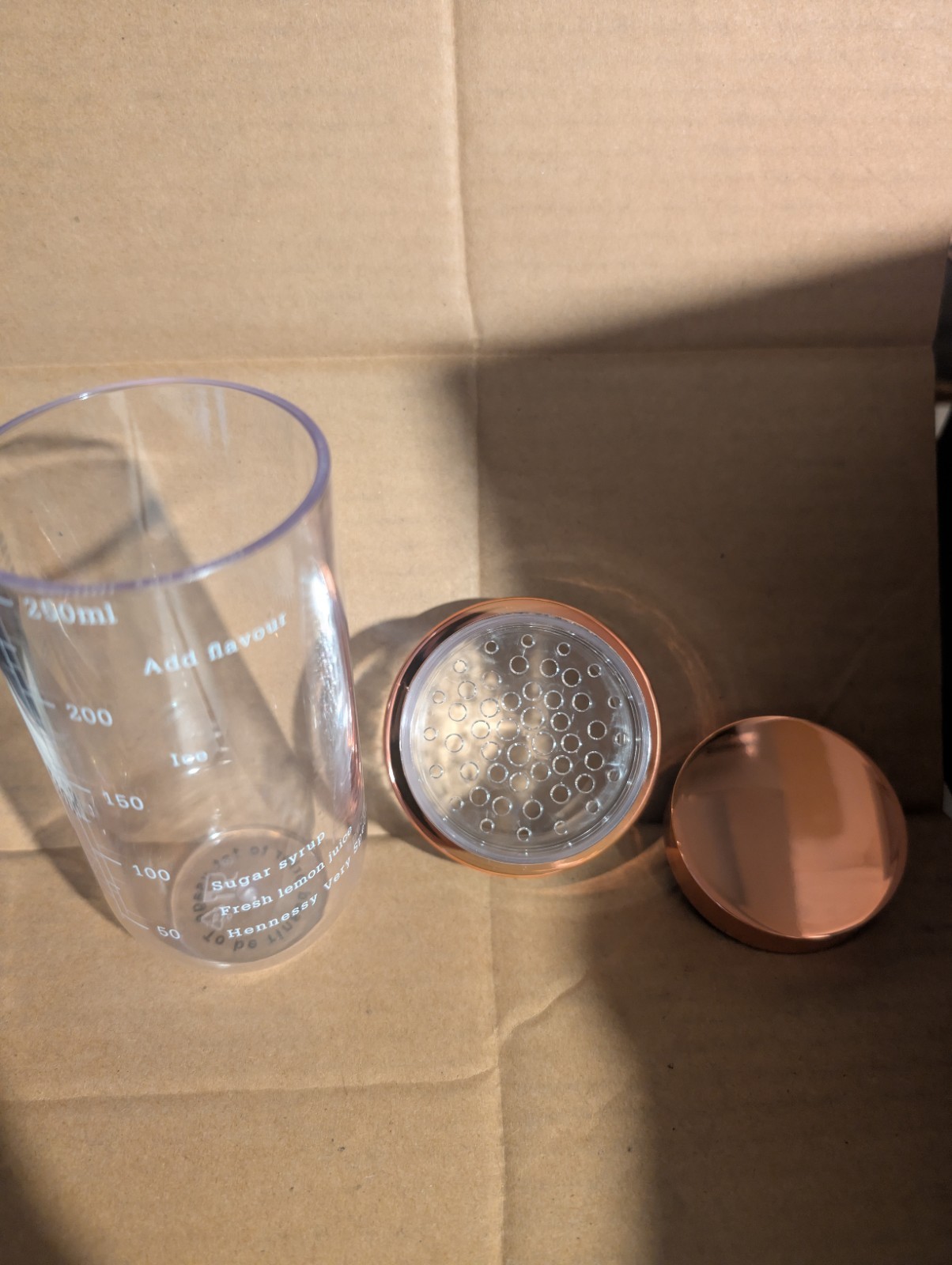 Hennessy Cocktail Shaker 250ml Capacity Clear Plastic With Copper Top gallery