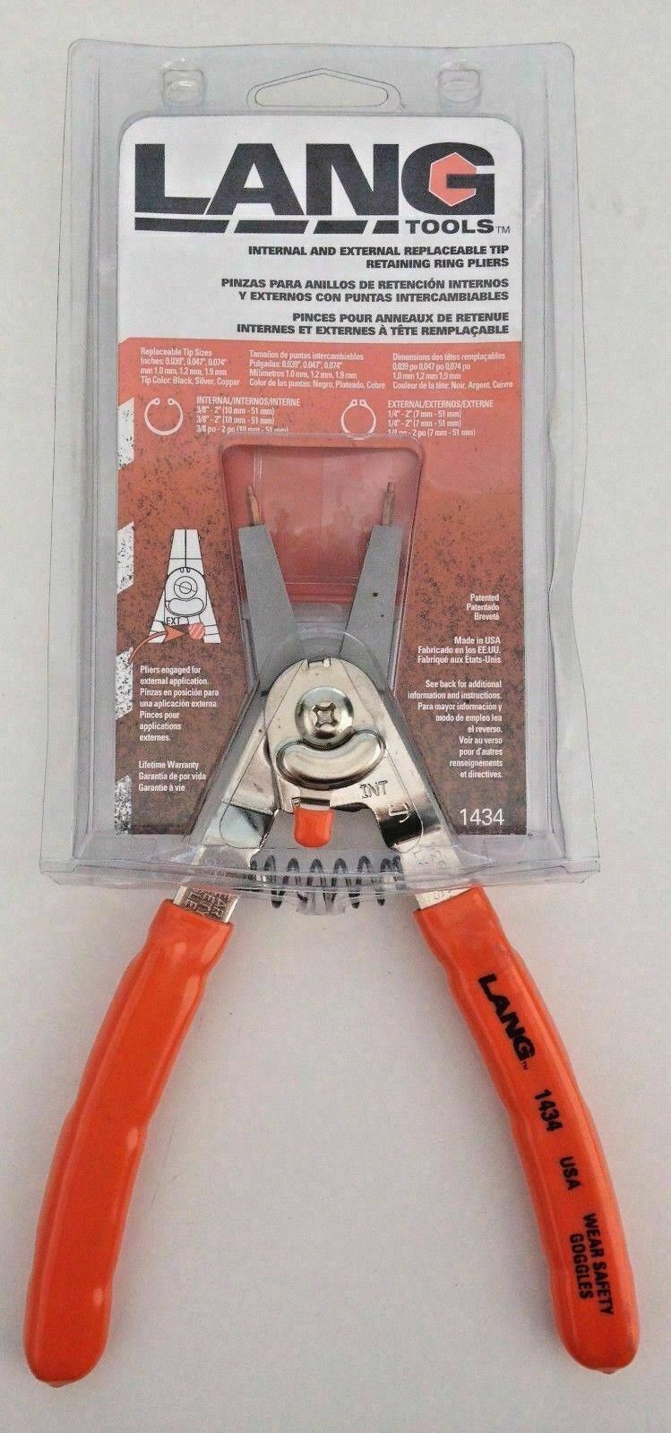 Lang Tools 1434 "Quick Switch" Internal & External Snap Ring Pliers USA gallery