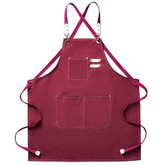 1 pc Thick Waterproof Canvas Apron with Pockets Adjustable Crossback Design