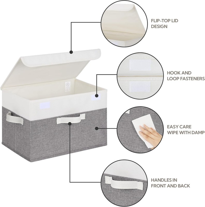 High-Quality Decorative Fabric Storage Bins with Easy Access Lids, 2-Pack gallery