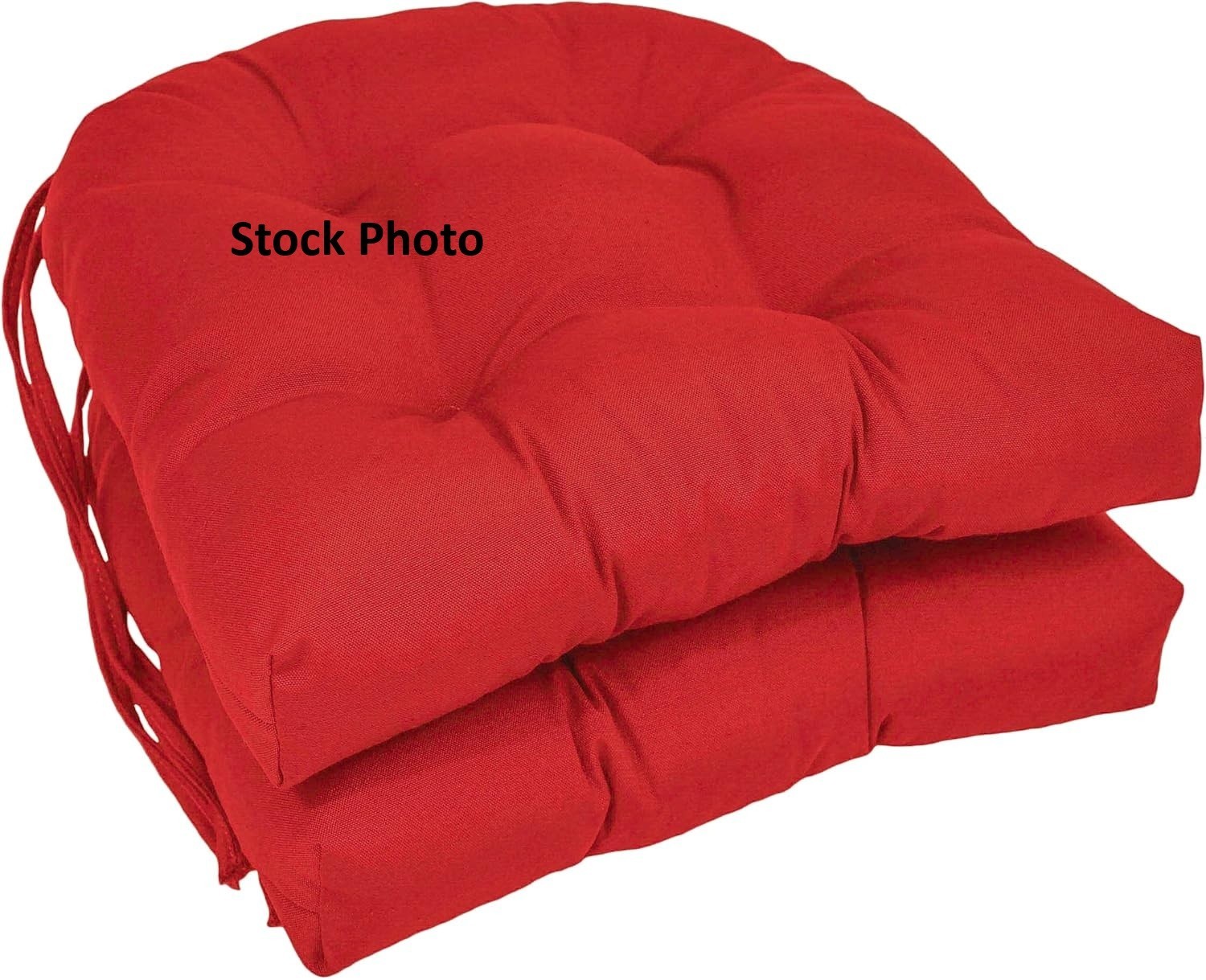 Blazing Needles 16" Solid Twill Rounded Back Tufted Cushions (Set of 4) Red gallery