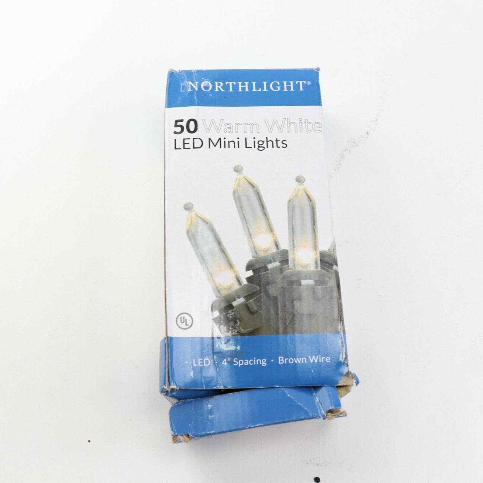 Northlight 50 Warm White LED Mini Christmas Lights 4" Spacing Brown Wire Openbox gallery