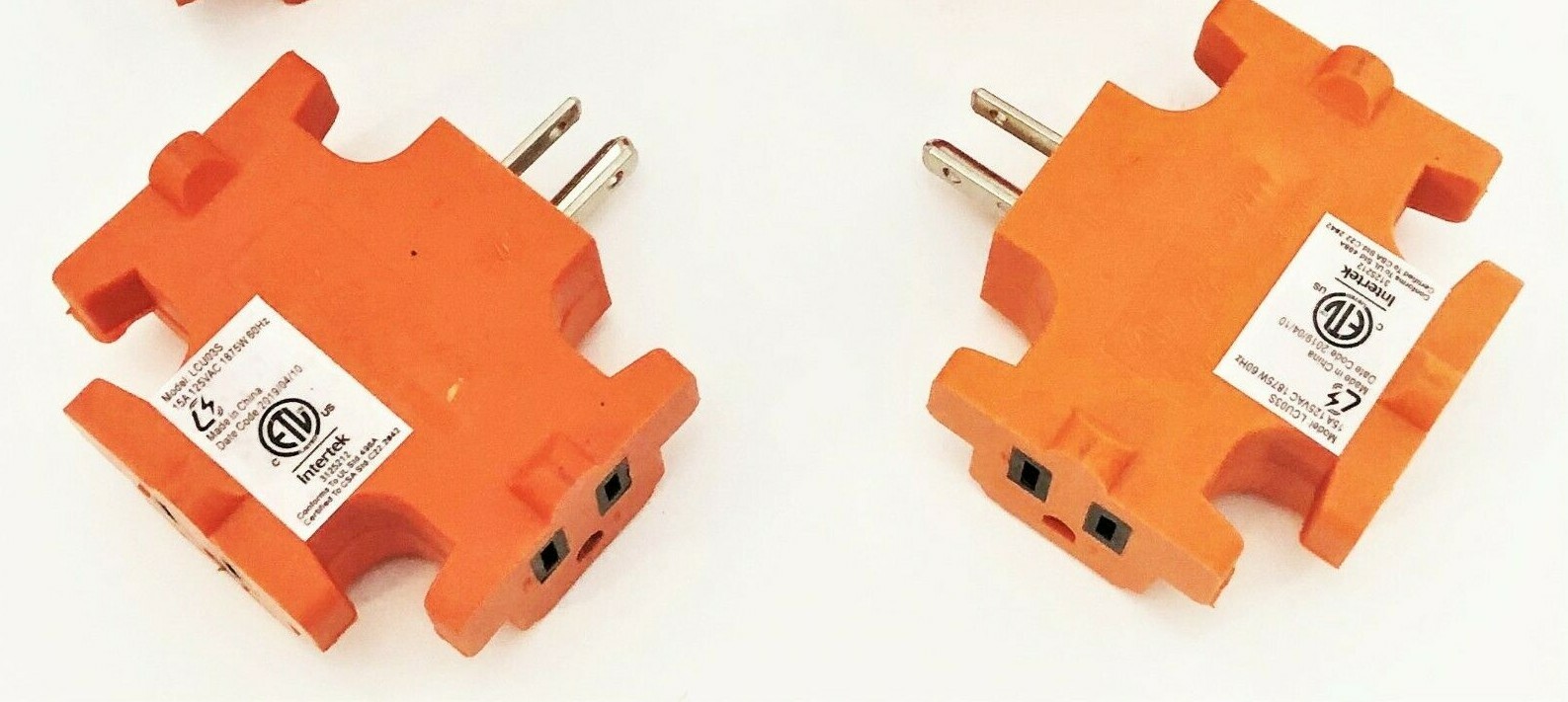 2 INTERTEK 3 THREE WAY TRIPLE POWER OUTLET ADAPTER WALL PLUG CORD 15A 125V LCU03 gallery