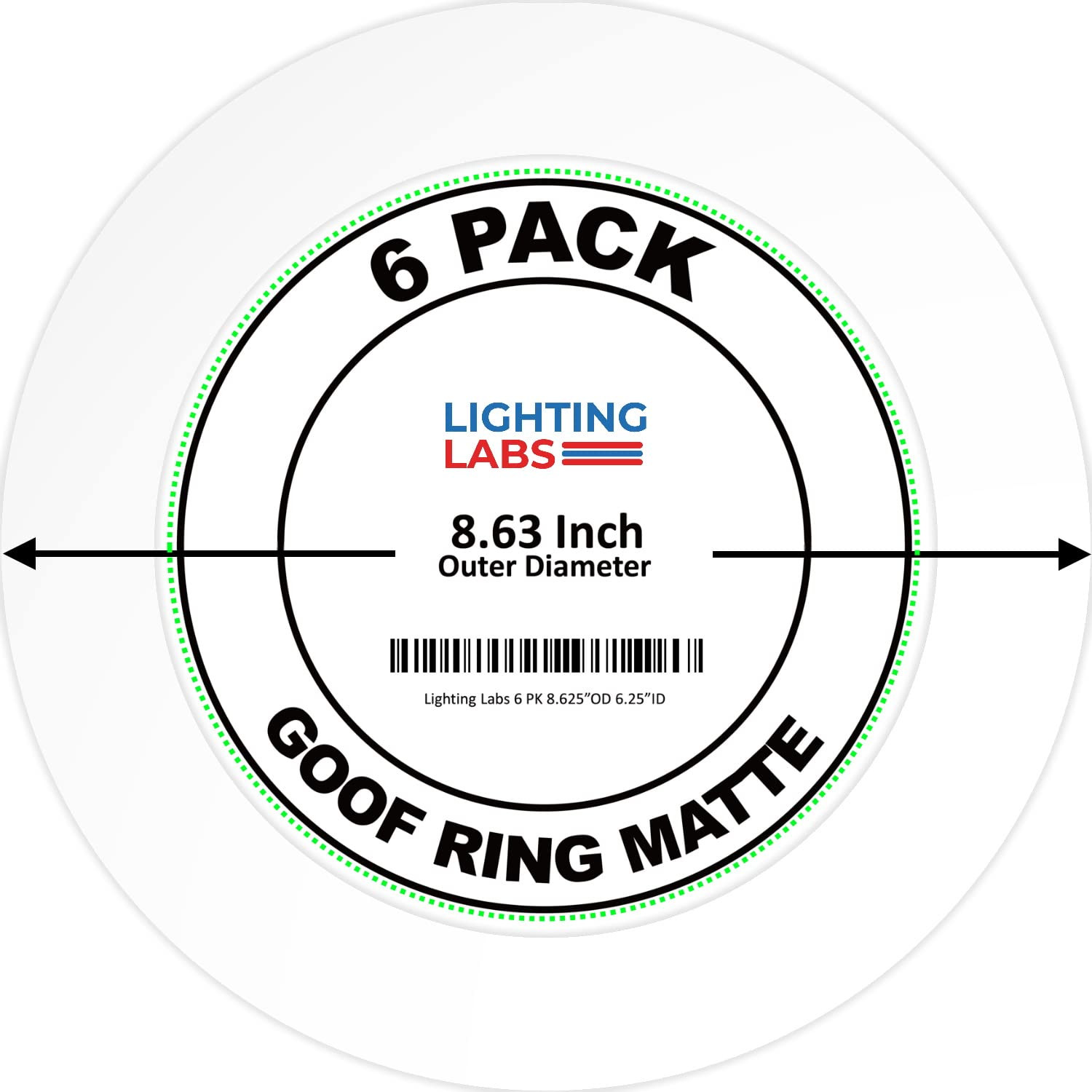 6 Pack Matte White Trim Rings for 8" Recessed Can Lighting, 8.6" OD gallery